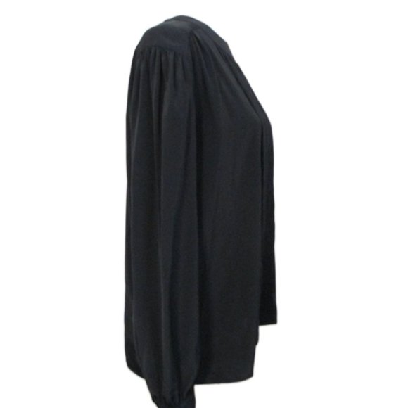 Dana Ashley Black Pleated Front Long Sleeve Blouse Size 14 - Picture 6 of 13